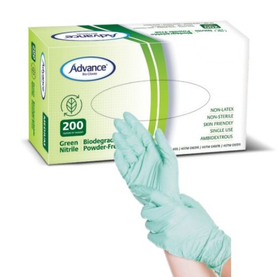 Picture of Biodegradable Green Nitrile Powder Free Gloves (S)